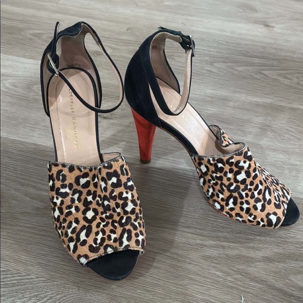 Loeffler Randall Ponyhair Animal Print Heels with Red Heel